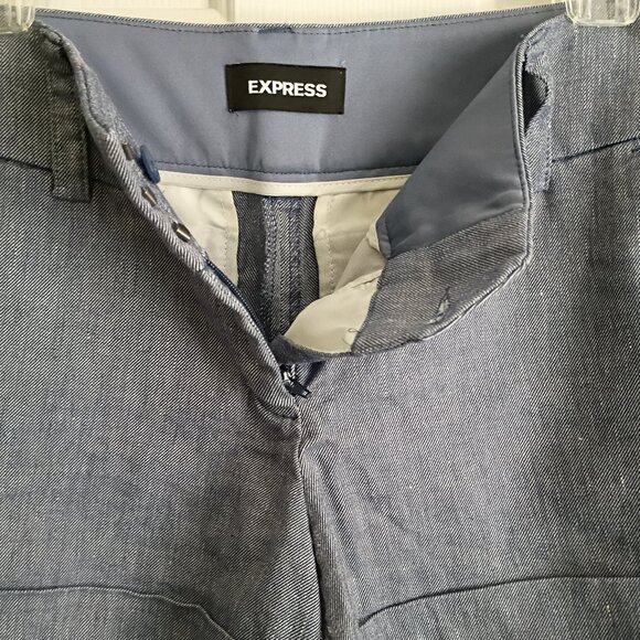 EXPRESS Linen Midi Low Rise Shorts Blue Size 4 - Picture 7 of 9